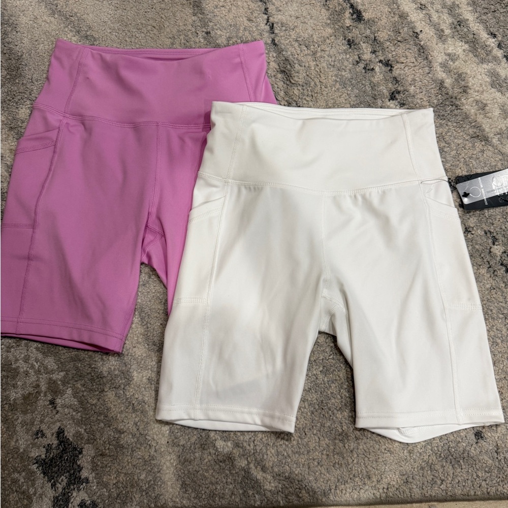 Stylish Women's Bike Shorts - Pink and White